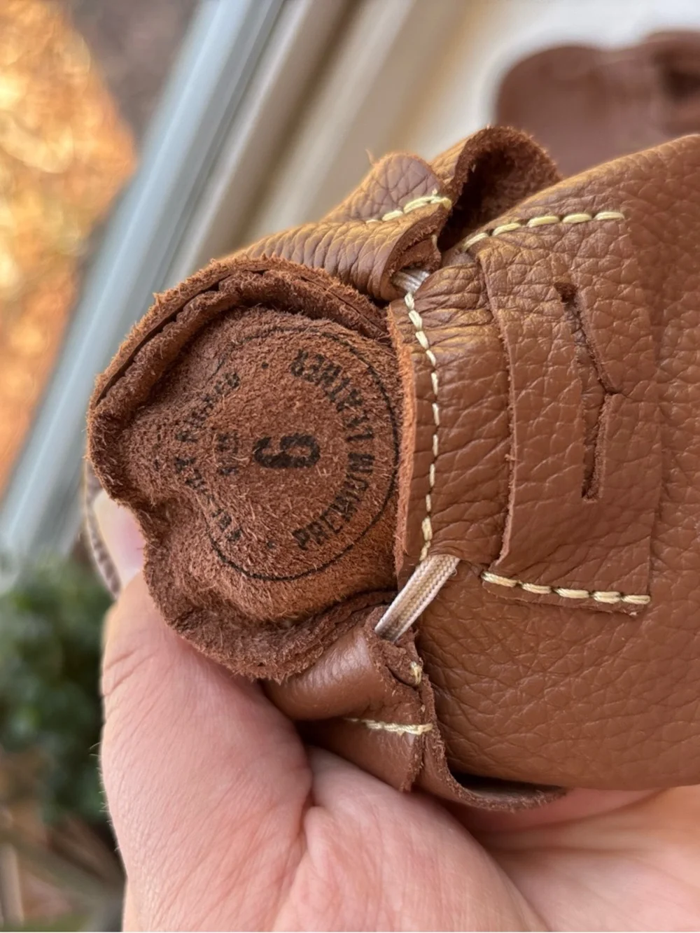 Brand new freshly picked moccasins brown leather boy gender neutral size 6